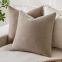 MIULEE Pack of 2 Decorative Throw Pillow Covers Soft Chenille Throw Pillows Solid Textured Cushion Covers for Couch Sofa Bedroom Living Room 20x20 Inch,Light Taupe