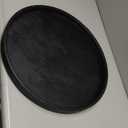 Round Solid Wood Serving Tray Extra Large Tea Coffee Snack Food Meals Serving Plate Non-Slip Kitchen Party Bar Server Ottoman Tray Breakfast Tray with Raised Edges (13inch/33cm) Black