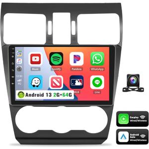 UNITOPSCI 2G+64G for Subaru Forester WRX Impreza 2013-2015 Radio Android 13 Car Stereo Wireelss Apple CarPlay Android Auto 9 Inch Touchscreen WiFi GPS Navi Bluetooth FM/RDS HiFi Audio + Backup Camera