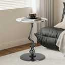 Adolif Round Marble Side Table 16 Inch Pedestal End Table for Living Room