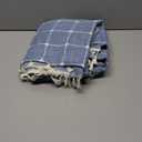 Blue Checkered Shower Curtains Farmhouse Striped Patchwork Neutral Shower Curtains for Bathroom Rustic Heavy Duty Bathroom Curtain Set with Tassel Bohemian Solid Cloth Shower Curtain 6x6 ft