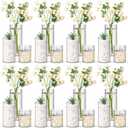 Nuogo 24 Pcs Plastic Cylinder Vases Tall Clear Flower Vases for Centerpieces Hurricane Candle Holder for Home Wedding Office Party Formal Dinners Decorations (4''/6''/8'')