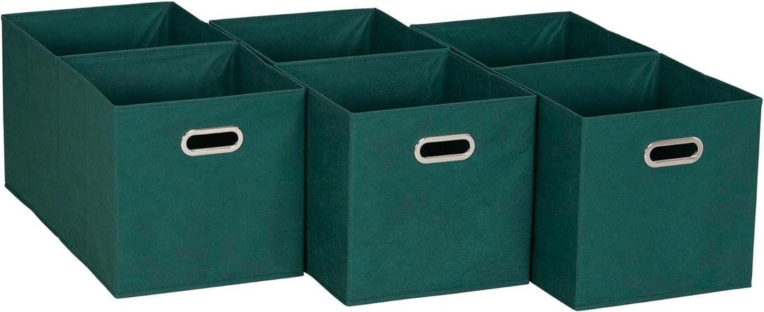 Household Essentials 6 ct Open Fabric Cube Storage Bins, Forest Green (11 L x 11 W x 11 H)