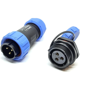 Power Connectors,Panel Mount 21mm Waterproof IP67 Circular Connectors,Electrical Wire Cable Connectors,(3Pin, Plug Male & Socket Female)