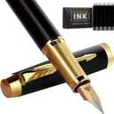 Fountain Pen, luxury pens Fine point smooth writing for journaling fancy pen with Gift Case 8 black ink cartridges an EF nib an ink converte nice pens writer gifts-Matte Black