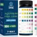 DIPSTIK Aquarium Test Strips, 7-Way Freshwater Saltwater Fish Tank Pond Test Kit, 100 Strips, Nitrate, Nitrite, Chlorine, Hardness, Alkalinity, Carbonate, pH