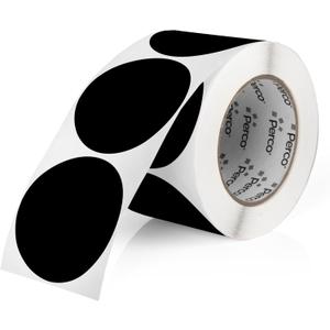 Perco Black 3-Inch Round Circle Dot Sticker Labels with Easy Peel Perforation - 500 Labels per Roll - Strong Adhesion, Vibrant Colors for Organizing, Crafting & More - Made in USA
