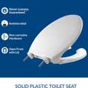 BEMIS 7850TDG Commercial Heavy Duty Open Front Toilet Seat with Cover, Industrial Seat with Secure Installation, Elongated, White