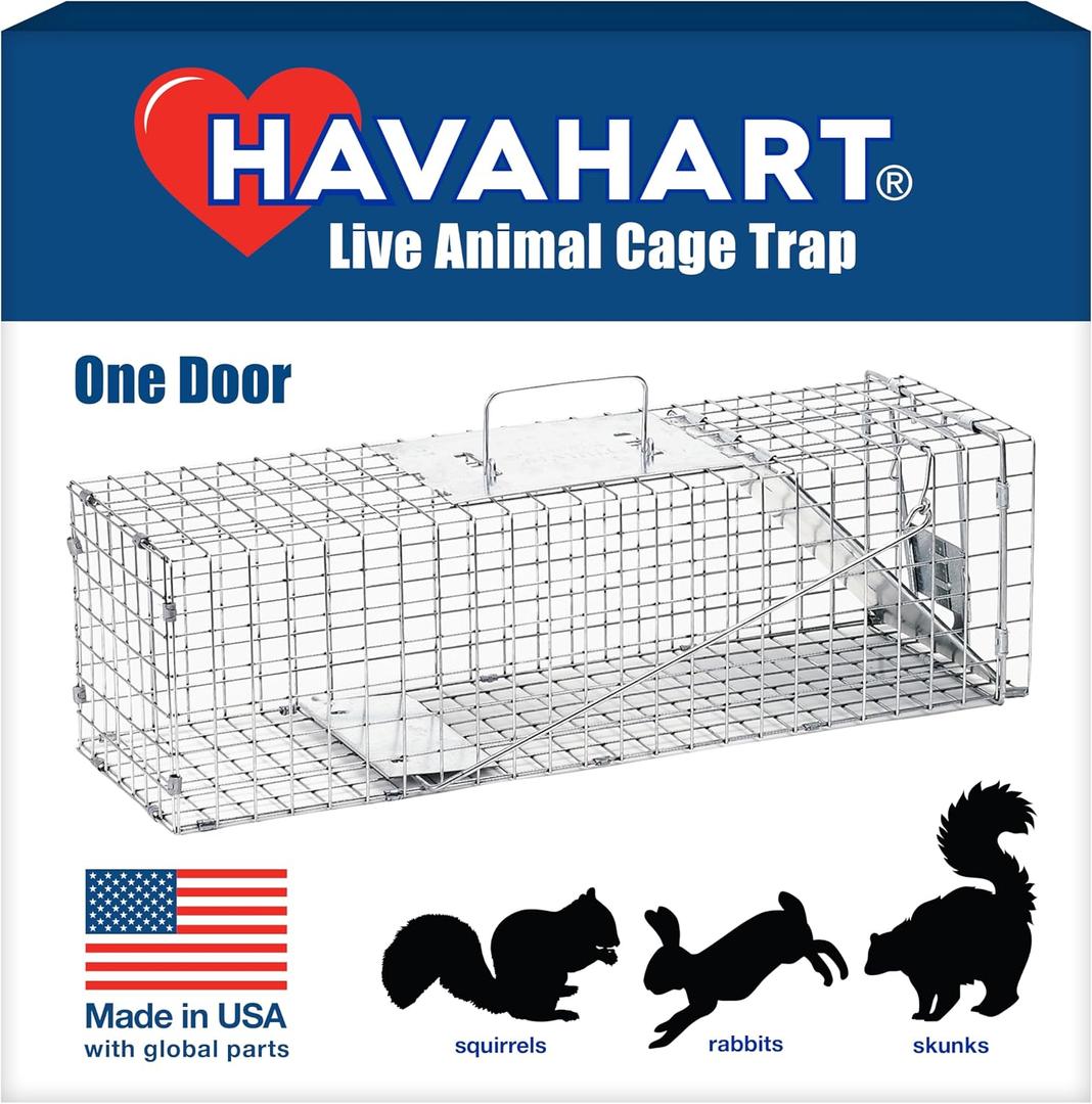 Havahart Medium 1-Door Humane Catch and Release Animal Trap for Rabbit, Skunk, Mink, and Squirrel - Professional Style Live Catch Trap - 1078SR - Humane Capture and Release