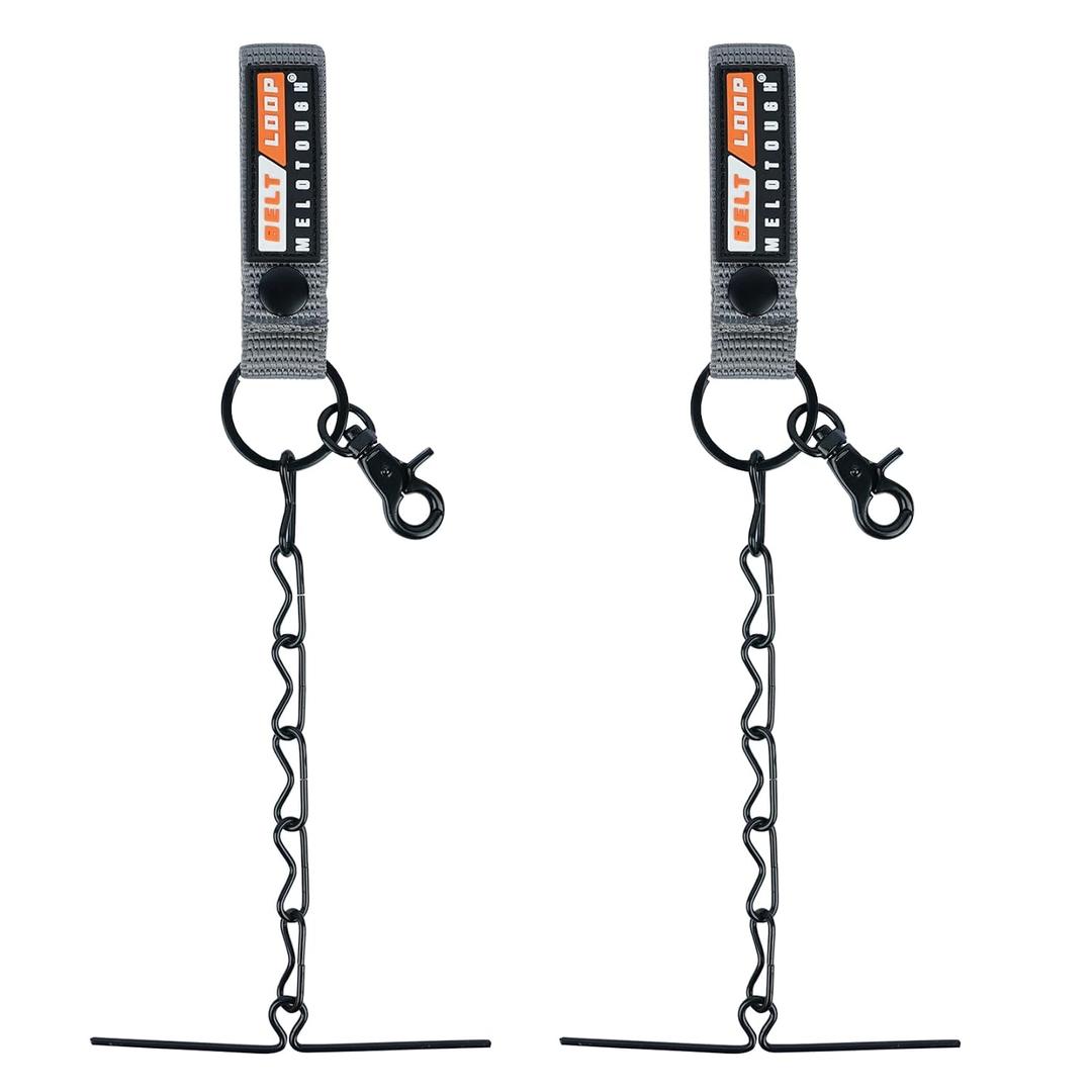 MELOTOUGH Tape Thong for Tool Belt Waist Electrical Tape Strap Chain with Keyring and trigger snap hook for Belt (Grey Color, 2)