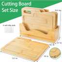 ZENFUN 4 Pack 12.5"L x 9.8"W Bamboo Cutting Boards with Holder, Wood Cutting Board Set, Chopping Boards Set with Food Icons, Kitchen Cutting Board Ideal for Meat, Fish, Bread, Vegetable, Fruit