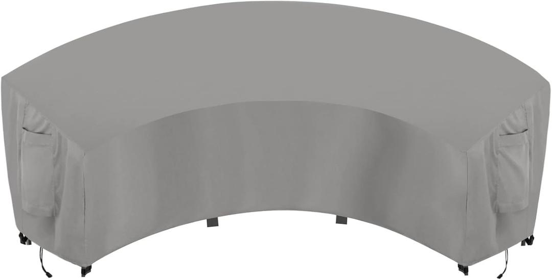 OutdoorLines Waterproof Curved Outdoor Sectional Cover - UV Resistant Windproof Patio Sectional Sofa Covers for Deck, Lawn and Backyard, Heavy Duty Furniture Covers (190Lx36Dx39Hx128FL, Grey)