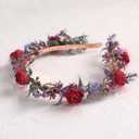 Women's Red Flower Crown Headband - Lace and Foam Hairband with Rose Floral Decoration, Suitable for Weddings, Parties, and Everyday Wear for Women