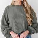 PRETTYGARDEN Womens Long Sleeve Tops 2025 Fall Fashion Shirts Trendy Clothes Casual Loose Crewneck Ribbed Knit Tunic Blouse (S)