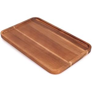 16" x 10" Rectangle Serving Trays Wooden Charcuterie Boards Rectangular Large Serving Platters for Cookie, Snack, Appetizer, Dessert, Party Food Dish Acacia Wood Kitchen Platter Tray Cheese Board Pack of 2 
