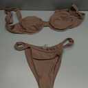 Women 2-Piece Bikini Swimsuits Ruched Underwire High Cut Mid Rise Bikini Sets Summer Beachwear Bathing Suit (Brown, S)