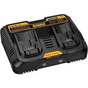 DEWALT 12/20V MAX Battery Charger, Corded, Dual Charging Station, 2-USB Ports Included (DCB102)
