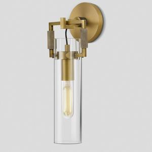 Modern Gold Glass Wall Sconces,15'' Knurled Brass Sconce, Bathroom Wall Sconce, Gold Bathroom Vanity Lights, for Living Room, Bedrooms, Fireplace, Staircases, Include Bulb, Gold 1Pack