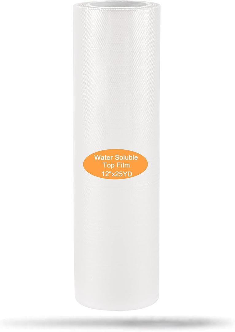 New brothread Light Weight Clear Wash Away - Water Soluble Embroidery Topping Film - 12" x 25 Yd roll - Cut into Various Sizes for Machine Embroidery and Hand Sewing