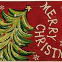 Artoid Mode Xmas Tree Merry Christmas Doormat, Snowflake Winter Home Decor Low-Profile Switch Rug Door Mat Floor Mat for Indoor Outdoor 17x29 Inch (Red)