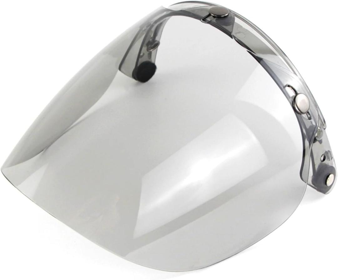 Motorcycle Windshield Open Face Helmet Visor Motorcycle Helmet Bubble Lens 3-Snap Bubble Wind Shield Visor Anti-UV Shield Visor Helmet Accessories (Beige)