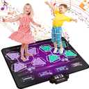 Kids Dance Mat Toys - 2-Player Dance Pad Gifts for Girls Boys Toddlers 3 4 5 6 7 8 9 + Year Old Electronic Dancing Mat Floor Games Toy with Music Light Christmas Birthday Gift (Purple)