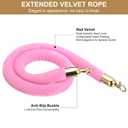 PATIKIL 4 Feet Light Pink Velvet Stanchion Rope, 2 Pack Crowd Control Barrier Rope with Snap Hooks for Posts Stands Queue Divider of Hotel Theater, Golden