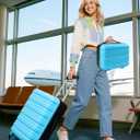 Lekebobor 2 Piece Luggage Set, 16 Inch Carry On Luggage with Cosmetic Case, Hard Shell Underseat Suitcase with Wheels, TSA Lock, Airline Approved, Blue