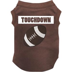 Petitebella Touchdown Football Puppy Dog Shirt (Brown, Medium)