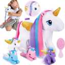 OUOZZZ Unicorn Stuffed Animal with 4 Babies Inside and a Comb 14.7" Colorful Rainbow Unicorn Plush for Kids, Girls, Daughters on Birthday, Christmas, Easter