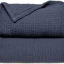 Lulu moon Muslin Quilt Blanket, Crib Blanket for Baby and Toddler,47x47 Inches( M-Blue)