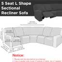 Peryiter 7 Pcs L Shape Sectional Recliner Sofa Covers 5 Seat Sectional Couch Covers Milk Silk Velvet Stretch Reclining Sofa Slipcover Furniture Protector for Living Room(Dark Gray,Milk Silk)