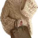 NRTHYE Women's Oversized Cable Knit Sweater Tops Loose Long Sleeves Crewneck Chunky Slouchy Baggy Pullover Sweaters (M)