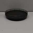 9" Oak Bathroom Vanity Tray Turntable for Perfume Candle, Round Wooden Decorative Tray for Kitchen Sink Countertop Organizer, Bathroom Counter Organizer for Skincare Makeup, Farmhouse Black Gold