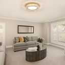 15 Inch Gold Modern Crystal Flush Mount Chandelier,Large Dimmable LED 5CCT 3000K-6000K 36W Round Close to Ceiling Lighting Fixtures for Dining Room,Kitchen,Living Room,Bedroom