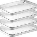 Quarter Sheet Pan Set of 8, CEKEE Stainless Steel Baking Sheet & Cookie Sheets for Baking, Baking Sheet Pan Oven Tray, Heavy Duty & Easy Clean Baking Pans Set - Size 12 x 10 x 0.98 Inch