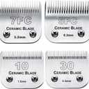 Dog Grooming Clipper Replacement Blades Compatible with Andis Pet Clipper/Oster A5/Wahl KM Series Dog Clipper,Ceramic Blade & Stainless Steel Blade(10+30+7FC+5FC) (1pc 3-3/4fc: 1/2" (13 Mm))