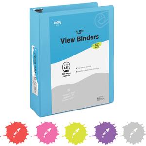 3 Ring Binder 1.5 Inch Blue, 1  inch Binder Clear View Cover with 2 Inside Pockets, Colored School Supplies Office and Home  by Enday