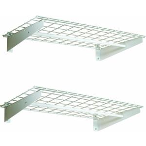 Hyloft 2-Pack Heavy Duty Steel Wall Garage Shelving, 36-Inch X 18-Inch Adjustable, Includes Hanging Rod, Max Shelf Load 200 Pounds, Item 777, White Powder Coated Finish