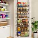 Mefirt Over The Door Pantry Organizer, Wall Mount Spice Rack, Pantry Hanging Storage and Organization, 8 Adjustable Baskets Heavy-Duty Metal for Home & Kitchen, Back of Door Seasoning Rack - Black