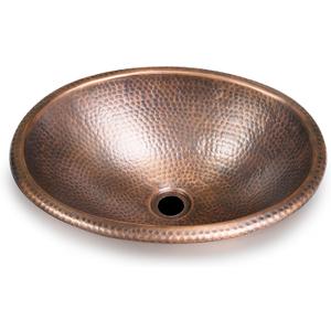 Monarch Abode 17-inch Hand Hammered Pure Copper Oval Drop-in Bathroom Sink, Bathroom Sink Drop-in, Top Mount for Powder Room, Home Restroom or Guest Bath
