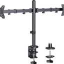 ErGear Dual Monitor Desk Mount for 1334 Monitors up to 26.5 lbs, Fully Adjustable Monitor Stand Holds 2 Computer Screens, Heavy-Duty Dual Monitor Arm with C-Clamp & Grommet Base, Black, EGCM13B