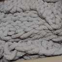 Bigacogo Chunky Knit Throw Blanket for Couch, 51x63 inches, 100% Hand Knitted with Thick Jumbo Chenille Yarn, Cozy Soft Large Rope Knot Cable Crochet Blankets for Sofa Bed Living Room, Taupe