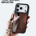 CASETiFY Mirror iPhone 17 Case [Reflective/Compatible with Magsafe / 4.9 ft. 1X Military Grade Drop Protection] - Leopard Cherries - Silver On Black