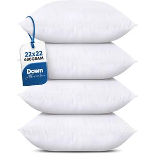 Utopia Bedding Throw Pillows (Set of 4, White), 22 x 22 Inches Pillows for Sofa, Bed and Couch Decorative Stuffer Pillow