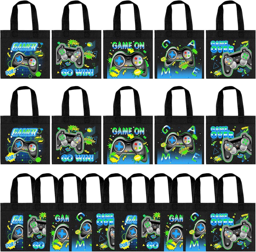 BANBALLON 20 PCS Video Game Party Favor Bags Gamer Gift Bags Treat Gift Bags for Kids Game On Birthday Party Video Game Theme Party Baby Shower Level Up Goodie Bags Supplies (GAME 01)