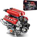 Reobrix V8 Engine Model Building Kit for Adults, V8 Engine Model that Runs, Physical Science Experiment Kit for Adults, Collectible Car Engine Engineering Building Block,STEM Gifts for Car Lovers 14+