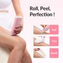 Waxfans Roll On Wax Kit, Wax Roller Kit, Waxing Kit for Women & Men,Cera Para Depilar for Home Hair Removal on Body and Legs, with 2 Rose Wax Refills & 50 Pcs Wax Strips, Easy & Smooth（Rose）