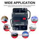 100 Amp Circuit Breaker Resettable Fusewith Manual Reset Switch Button Waterproof 12V-48V DC for Boat Trolling Motor Marine ATV Trailer Vehicles Stereo Audio Electronic Battery Solar System