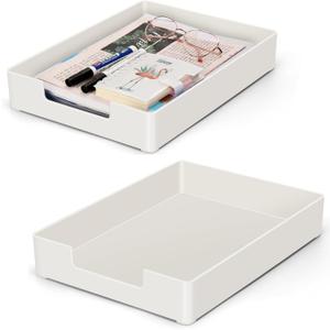 Letter Tray Letter Organize,2Pack Paper Tray,Stackable Desk Drawer Organizer for Office Supplies, Magazines, Folders, File,Notebooks, Stationery, Plastic Desk Tray for Desktop, for Home,Office, School (White&white) Letter Tray Letter Organize,2Pack Paper Tray,Stackable Desk Drawer Organizer for Office Supplies, Magazines, Folders, File,Notebooks, Stationery, Plastic Desk Tray for Desktop, for Home,Office, School (White&white)
